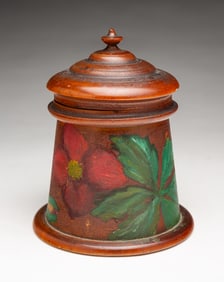 PEASEWARE LIGHTHOUSE JAR WITH PAINTED DECORATION.