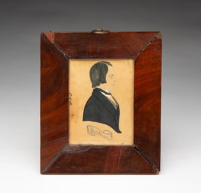 MINIATURE AMERICAN SCHOOL WATERCOLOR AND PENCIL PORTRAIT OF JACOB SHISLER, DATED 1846.