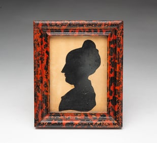 AMERICAN SCHOOL CUT PAPER SILHOUETTE OF MARY E. CHASE.