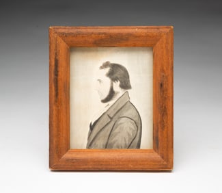 MINIATURE AMERICAN SCHOOL WATERCOLOR AND PENCIL PORTRAIT OF A GENTLEMAN.