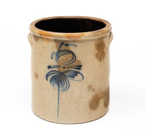 AMERICAN COBALT-DECORATED STONEWARE FIVE-GALLON CROCK.