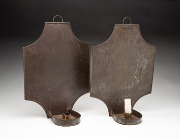 PAIR OF AMERICAN TIN CANDLE SCONCES.