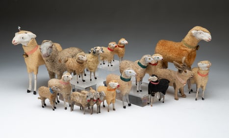 COLLECTION OF GERMAN STICK-LEG SHEEP AND RABBIT.