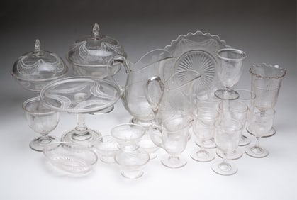 COLLECTION OF AMERICAN "GARFIELD DRAPE" PATTERN GLASS.