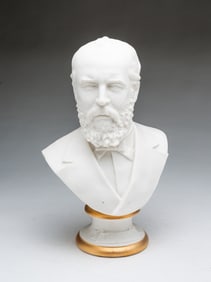 JAMES WILSON POTTERY (LONGTON, ENGLAND) PRESIDENT GARFIELD PARIAN BUST.