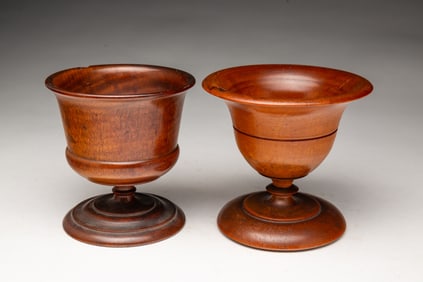 TWO AMERICAN PEASEWARE FOOTED BOWLS OR COMPOTES.