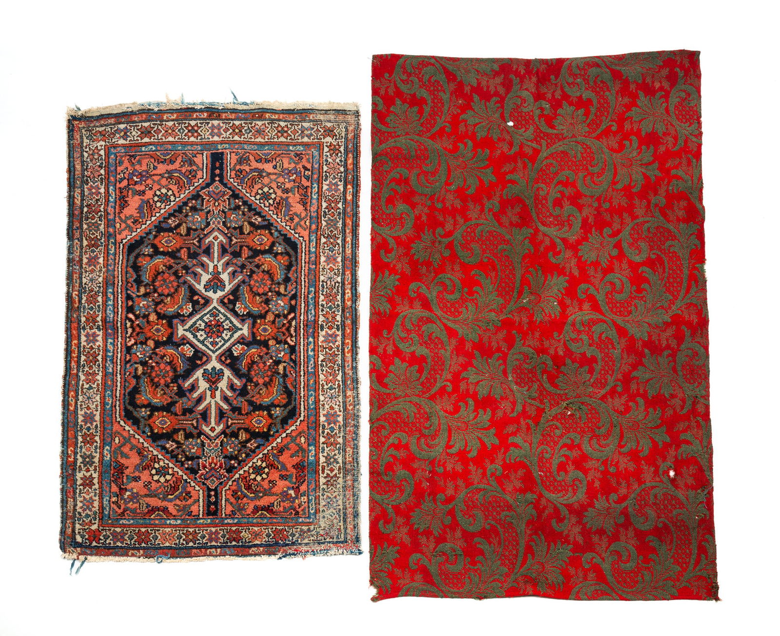 PERSIAN WOOL SCATTER RUG AND AMERICAN INGRAIN CARPET. (1 of 5)