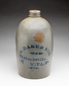 A. DARE & SON (SISTERSVILLE, WEST VIRGINIA) COBALT-STENCILED STONEWARE JUG.