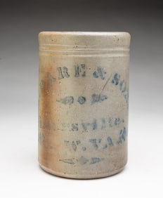 A. DARE & SON (SISTERSVILLE, WEST VIRGINIA) COBALT-STENCILED STONEWARE CANNING JAR.