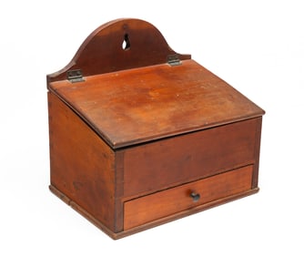 AMERICAN CHERRY SALT OR SPICE WALL BOX.