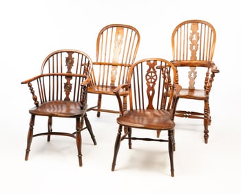 FOUR THAMES VALLEY WINDSOR ARMCHAIRS.