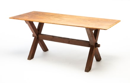 AMERICAN PINE SAWBUCK TABLE.