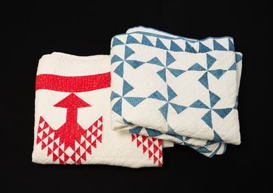 TWO AMERICAN COTTON PIECEWORK QUILTS.