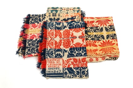 GROUP OF AMERICAN JACQUARD COVERLETS.