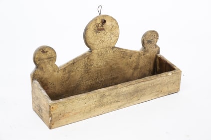 CONTEMPORARY LARGE AMERICAN WHITE-PAINTED PINE LOLLIPOP WALL BOX.