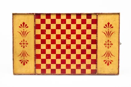 AMERICAN FOLK ART PAINT-DECORATED GAMEBOARD.