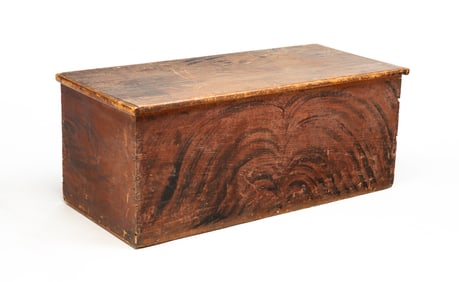 AMERICAN PAINT-DECORATED PINE BLANKET BOX.