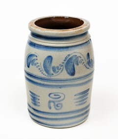 AMERICAN COBALT-DECORATED STONEWARE TWO-GALLON JAR.