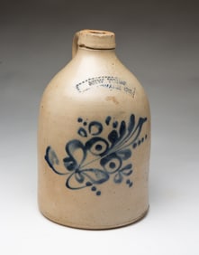 NEW YORK STONEWARE CO. COBALT-DECORATED STONEWARE JUG.