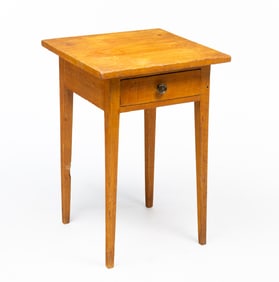 AMERICAN HEPPLEWHITE MUSTARD-PAINTED ONE-DRAWER STAND.
