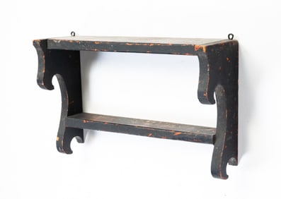 AMERICAN PAINTED TWO-TIER WALL SHELF.
