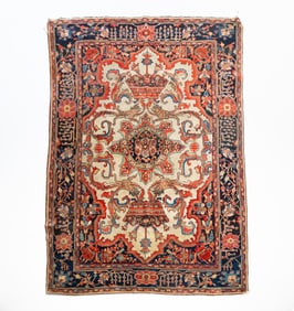 PERSIAN WOOL PICTORIAL AREA RUG.