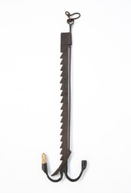 AMERICAN WROUGHT IRON DOUBLE HANGING CANDLE HOLDER WITH TRAMMEL.