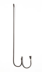 AMERICAN HANGING WROUGHT IRON RUSH LIGHT AND CANDLE HOLDER.