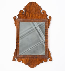 JOSEPH BYRD BRANNEN (MAYSVILLE, KENTUCKY, B. 1958) CHIPPENDALE STYLE TIGER MAPLE MINIATURE MIRROR,