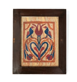 AMERICAN SCHERENSCHNITTE WITH PAINTED DECORATION.