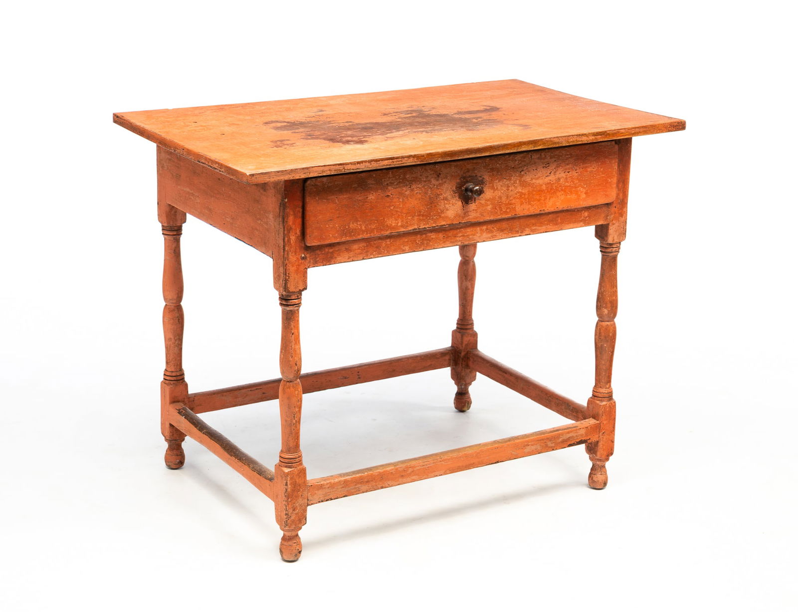 AMERICAN RED-PAINTED MAPLE TAVERN TABLE. (1 of 6)