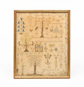 AMERICAN ADAM AND EVE NEEDLEWORK SAMPLER.