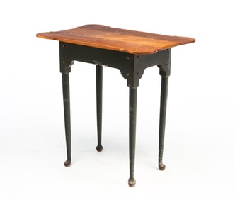 DAVID T. SMITH & CO. (MORROW, OHIO) QUEEN ANNE STYLE WALNUT AND GREEN-PAINTED PORRINGER-TOP TEA