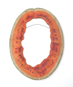 AMERICAN FOLK ART PAINT-DECORATED PINE WATERMELON FRAME.