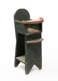 AMERICAN COUNTRY PAINTED CHILD'S HIGH CHAIR.