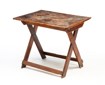 AMERICAN PINE SAWBUCK TABLE.