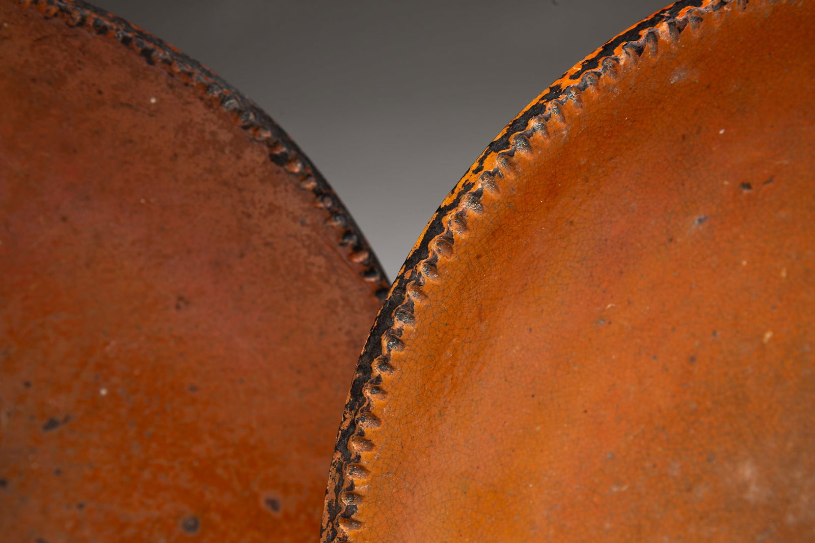 TWO AMERICAN GLAZED REDWARE PLATES. - 2