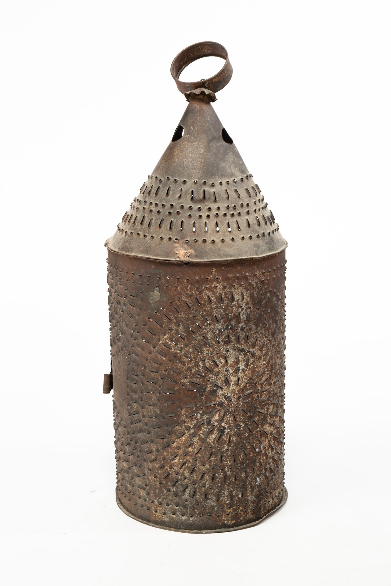 LARGE AMERICAN PUNCHED TIN CANDLE LANTERN. - 3