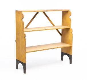 AMERICAN PAINT-DECORATED THREE-TIER BENCH-MADE BUCKET BENCH.