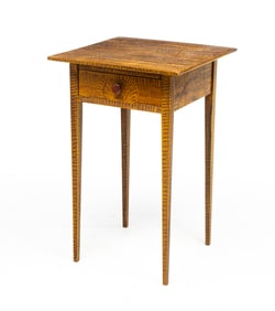 AMERICAN HEPPLEWHITE STYLE GRAIN-PAINTED BENCH-MADE STAND.