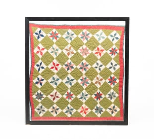 AMERICAN FRAMED PATCHWORK QUILT.