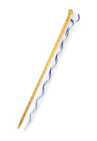 TWO BLOWN GLASS PARADE BATONS.