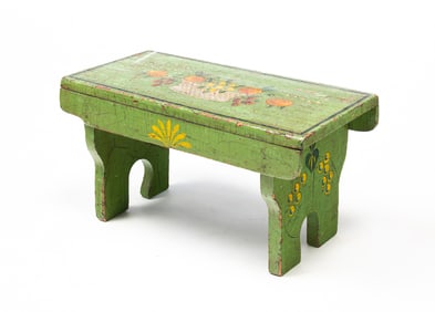 AMERICAN PAINT-DECORATED FOOTSTOOL.