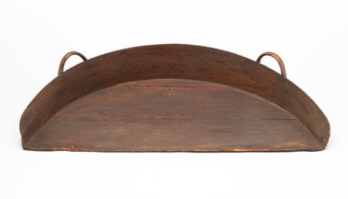LARGE AMERICAN BENTWOOD WINNOWING BASKET.