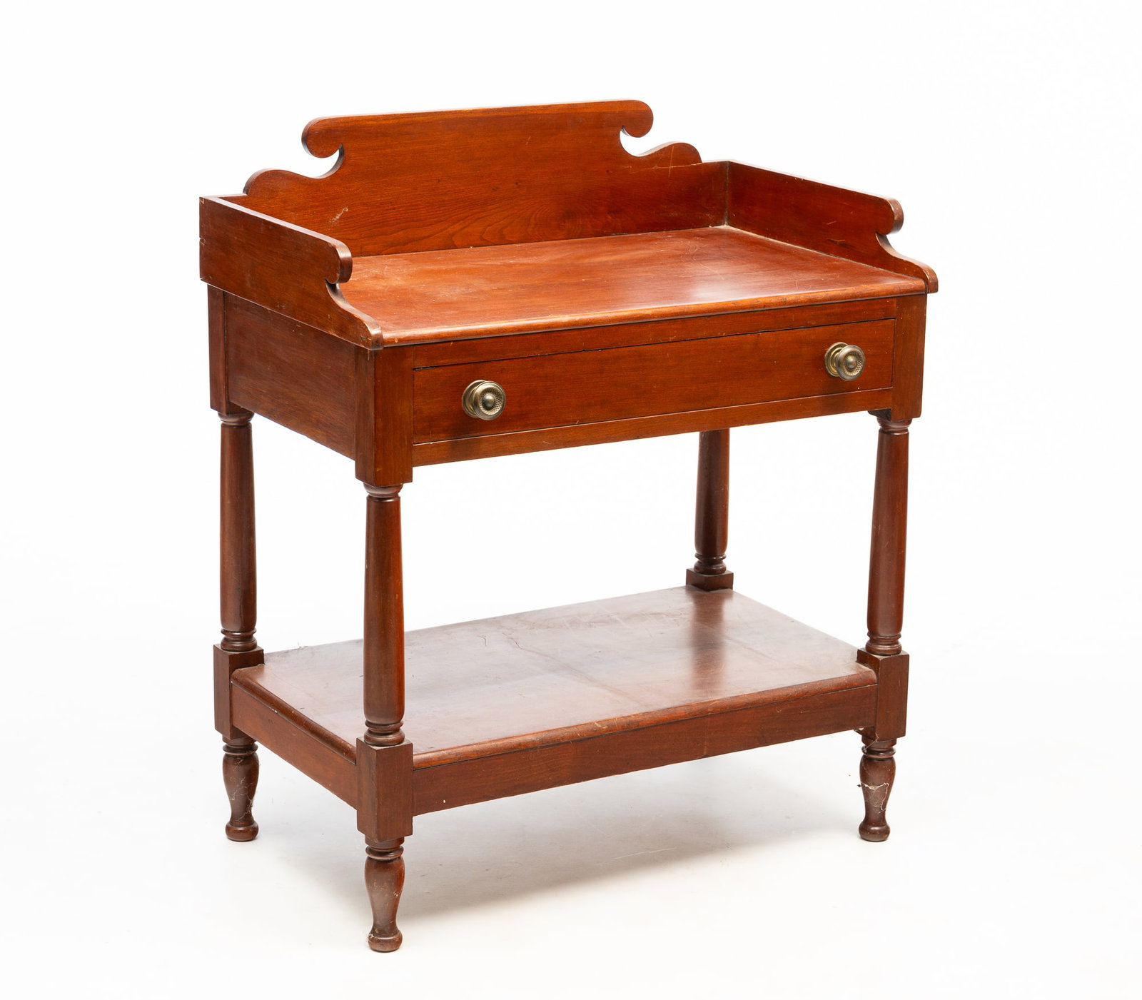 AMERICAN SHERATON CHERRY TWO-TIER WASHSTAND. (1 of 4)