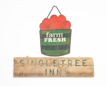 TWO AMERICAN PAINTED SIGNS.