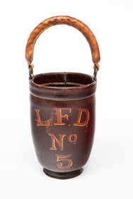 AMERICAN PAINTED LEATHER FIRE BUCKET.