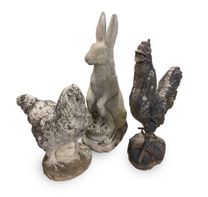 THREE AMERICAN ANIMAL-FORM GARDEN ORNAMENTS.