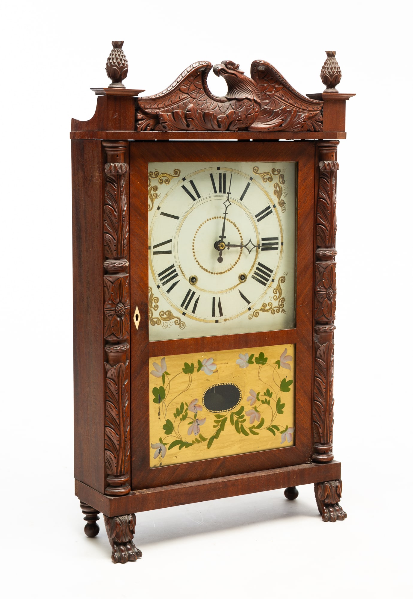 ATKINS AND DOWNS FOR GEORGE MITCHELL (BRISTOL, CONNECTICUT) MAHOGANY MANTEL CLOCK. (1 of 8)