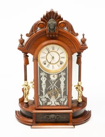 ANSONIA CLOCK CO. (CONNECTICUT/NEW YORK) "TRIUMPH" WALNUT MANTEL CLOCK.